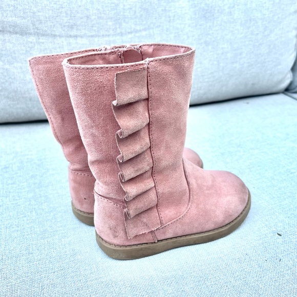 Cat & Jack Faux Suede Boots in Dusty Rose Pink with Ruffles Size 8 - Picture 10 of 10